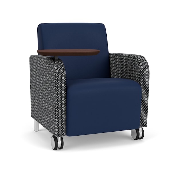 Lesro Siena Guest Chair w/ Swivel Tablet and Brushed Steel Legs, MD Ink Back, MD Ink Seat, RS Echo Panels SN1101 - main